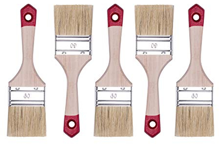 HARDY WORKING TOOLS Flachpinsel-Set 5-teilig, 5 Stück – 60 mm Breite, Malerpinsel Set mit Holzgriff, Lackpinsel Serie *40*, 5PCS, Pinselset A0202-400525