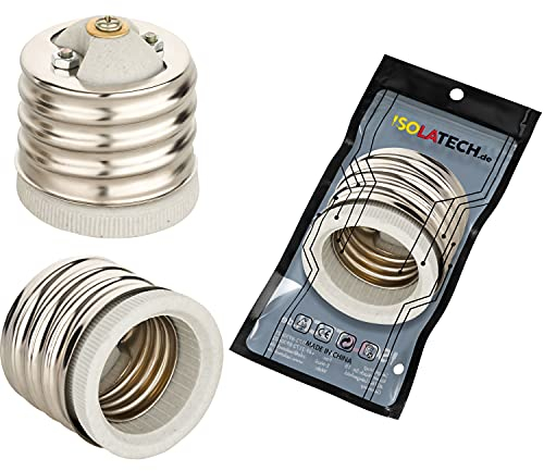 ISOLATECH 1Stk E40 auf E27 Adapterfassung für E27 Lampenfassung LED Konverter für Energiesparlampen (max. 250V/2A) Leuchtmittel Küche Badezimmer Decke Installation Keramik Sockel hitzebeständig