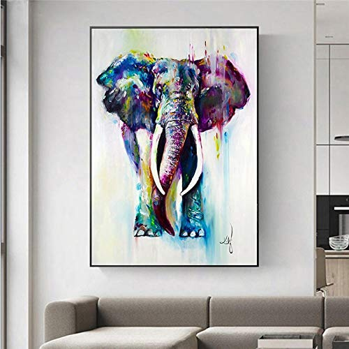 HD Print Abstrakte Kunst Bunte Schöne Elefant Malerei Modernes Wohnzimmer Schlafzimmer Korridor Poster Home Decoration 50x70cm Ungerahmt