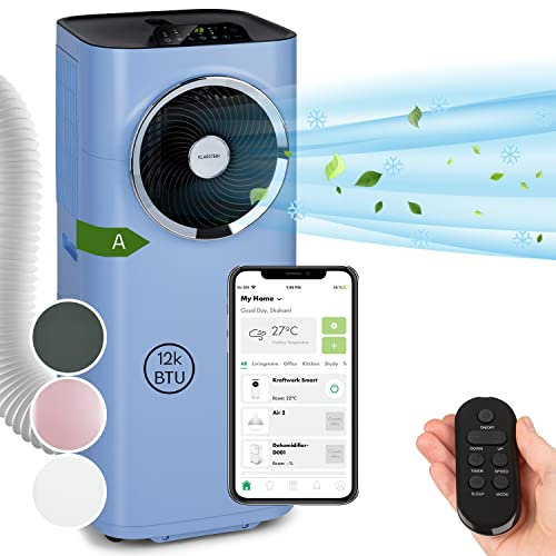 Klarstein Climatiseur Mobile Silencieux, Smart Climatisation Portable 5 en 1, Mini Clim, Purificateur et Elimination Odeurs, Déshumidificateur d'Air, Mode Nuit, Faible Conso, 12K BTU, Climatiseurs