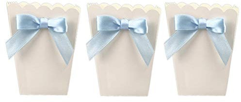 Toddmomy Candy Boxes Ribbons Bow Party Popcorn Boxes White for Wedding Birthday Festival Decorations