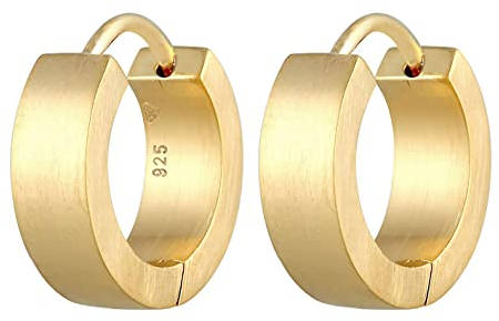 Kuzzoi Herren-Ohrringe Creolen matt, 1 Paar Klapp-Creolen (13mm) rund, Goldene Ohrringe für Männer, Creolen Ohrhänger 925 Sterling Silber vergoldet, hochwertiges Hoop Ohrringe für Männer