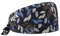 Op Haube, Krankenschwestern, Zahnärzten, Tierärzten, Medizinischem Personal - kurze Haar (Marineblau mit Blätterdruck)