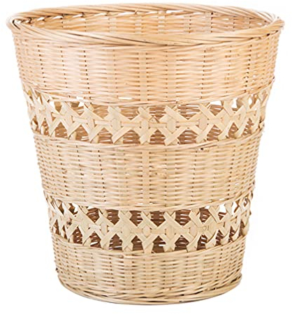 DOITOOL 1 Pc Laundry Basket Jardinera De Mimbre Bote De Basura De Bambú Papelera De Reciclaje Rural Tejido De Bambú Oficina Caja De Papel Usado