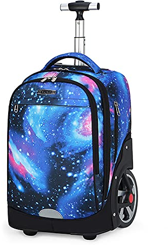 ANSIEDIO Trolley Schulrucksack Multifunktionaler Schultaschen Koffer für Reise und Schule - Für Jungen und Mädchen (Sternenhimmel Blau)