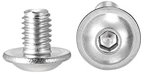 Sourcingmap, viti con testa a bottone flangiata M3 x 4 mm, viti a brugola esagonale, bulloni di fissaggio in acciaio inox 304, viti a macchina completamente filettate, 50 pezzi