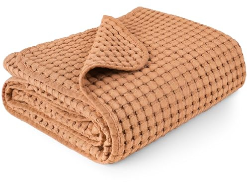 Konssy Waffel-Baby-Decken, Kindergarten-Decken für Jungen und Mädchen, Wickeldecken, neutral, weich, leicht, Kleinkind- und Kinder-Wurfdecken (braun)