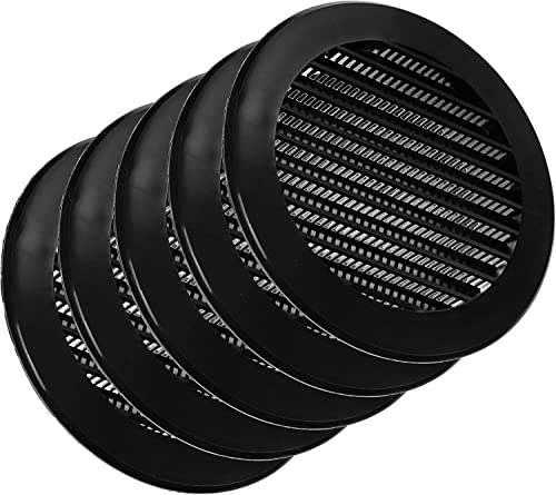 Vent Systems 12,5 cm paquete de 5 Cubierta de ventilación negra de, rejilla de ventilación redonda, rejilla de ventilación de aire, cubierta para parrilla, pantalla de insectos integrada