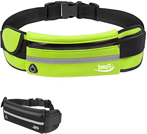InnoTi Laufgürtel für Handy - wasserdichte Bauchtasche Sport aus Neopren - Handytasche zum Joggen, Laufen, Trekking, Wandern - Reflektierender und Verstellbarer Lauftasche (gelb)