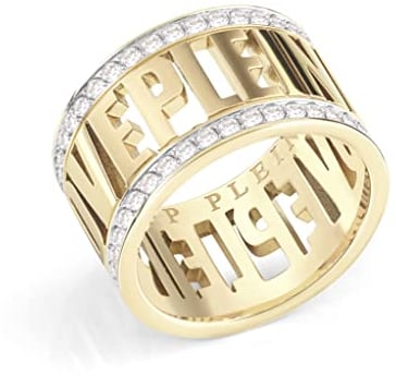 Philipp Plein Damen Ring Edelstahl Gold Lettering PP Font PJ1AA08R, Ringgröße:54 (17.2 mm Ø)