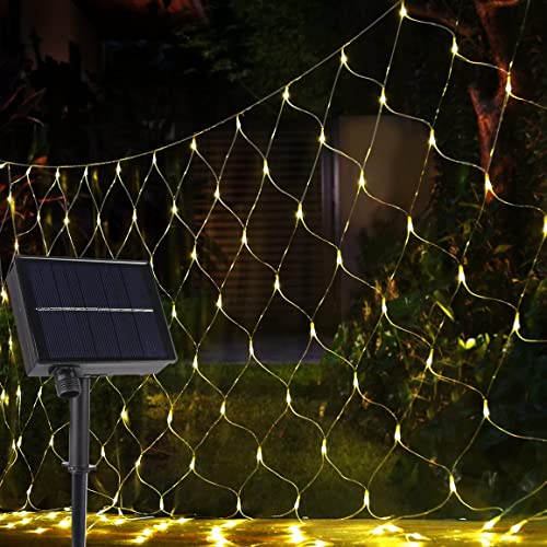 Vegena Solar LED Lichternetz 3x2m, 192 LEDs Lichterkette Netz mit Fernbedienung & Timer 8 Modi Lichterketten für Außen Innen Party Garten Balkon Hochzeit Geburstag Weihnachten Dekoration, Warmweiß