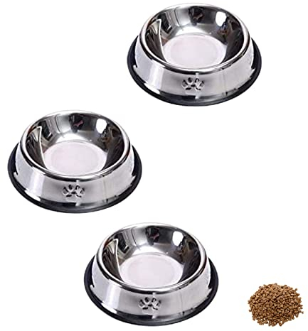 3 Pcs Stainless Steel Cat Bowls Sturdy Cat Feeding Bowls with Anti-slip Ring Multifunctional Cat Feed Bowls for Food and Water Feeding