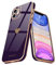 Teageo for iPhone 11 Case Cute Heart Pattern for Women Girls Slim Luxury Bling Plating Soft TPU Anti-Scratch Shockproof Bumper Phone Case for iPhone 11, Dark Purple