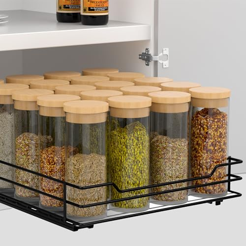 AIRUJIA Pull Out Cabinet Organizer Spice Racks, Cupboard Spice Rack Organiser，Kitchen Storage Shelf for Inside Cupboard, Heavy Duty Metal Spice Rack L10.4*W8.7*H2.2inch