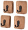 EDHAS 4 ganchos decorativos de madera de acacia natural para colgar abrigos, ropa, sombreros, bolsos, bolsos y toallas (7,62 cm x 6,35 cm x 1,90 cm)