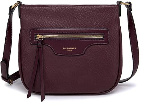 David Jones - Damen Umhängetasche PU Leder - Mittelgroß Schultertasche mit Reißverschluss & Mehrere Taschen Frau - Messenger Crossbody Bag - Klassische Handtasche Praktische Tasche Mode - Violett