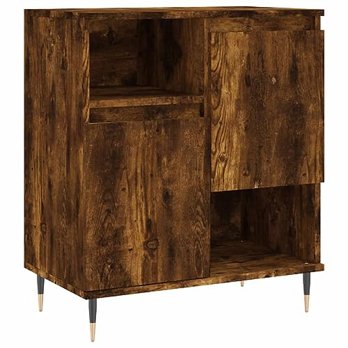 vidaXL Sideboard, Kommode mit viel Stauraum, Mehrzweckschrank Anrichte für Wohnzimmer, Schrank Beistellschrank Eisenbeine, Räuchereiche Holzwerkstoff