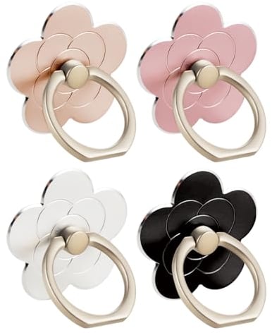 4pcs Cell Phone Ring Holder Kickstand Cellphone Flower Finger Ring Grips Stand 360° Rotation 180° Flip Metal Universal Accessories Compatible with Smartphone, Mobile Phones, Phone case (Multicolor)