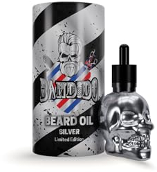 Bandido Aceite para barba para el cuidado diario de la barba de 3 días o barba completa, aceite de barba como regalo para hombres, 40 ml con dispensador de pipeta, diseño de calavera, sérum para