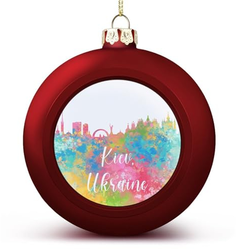 Ukraine Kiew City Skyline Weihnachtskugel Ornament Bunte Städte Landschaft Weihnachtsbaum Anhänger Hängende saisonale Feiertagsdekoration für Zuhause Bauernhaus Weihnachtsdekoration