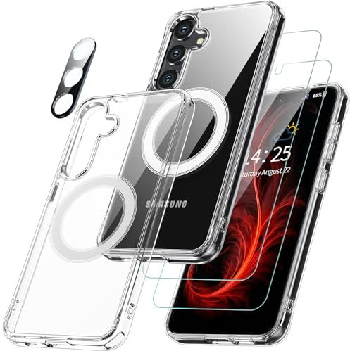 Bestcellcase Coque pour Samsung Galaxy s24 Plus, avec 2 Protecteur d'écran et Protecteur d'objectif 1 d'appareil Photo, ne jaunit Pas, qualité Militaire Samsung s24 Plus 5G,Transparente
