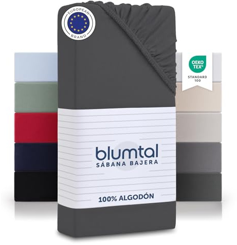 Blumtal® Baumwolle Spannbettlaken 80x180x30cm Basics Jersey im 2er Set - Oeko-TEX zertifiziertes Spannbetttuch 80x180cm - Anthrazit