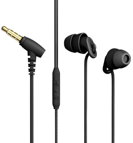 Sleep Earbuds, Comfortable Soft Lightweight Wired Earbuds for Small ear Canal, Noise Cancelling In-Ear Sleep Earphones with Mic Volume Control for Insomnia Snoring Meditation (3.5MM Black)