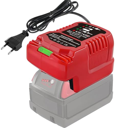 TPDL Mini Ladegerät für Milwaukee 18V M18 akku, M18 Ersatz Akku-Ladegerät Kompatibel mit Milwaukee 18V 48-11-1850 48-11-2401 48-11-1890 (mit LED Anzeige)