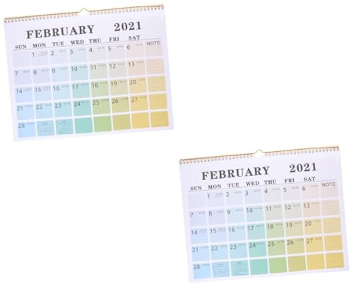NUOBESTY 2 Stk Englischer Wandkalender Partydekoration 2021 Schubladen-Aufbewahrungseinheit büroartikel bürobedarf Tischkalender hängender Kalender Papierkalender Spule Wandbehang