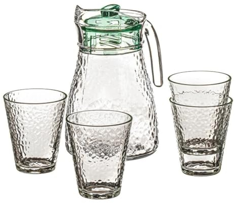 Set jarra de cristal para agua de 1,2 litro con 4 vaso de 230 ml