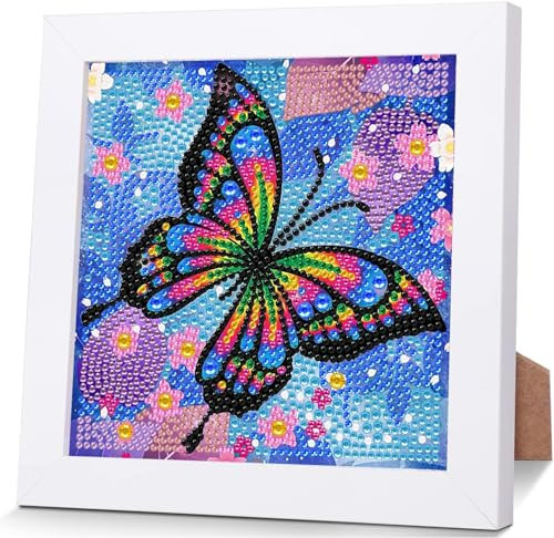 Aapxi Diamond Painting Kinder ab 6 Jahre Tiere Schmetterling - Diamond Painting mit Rahmen Junge Mädchen - Bastelset kinder ab 6 - Basteln mädchen jung 6 7 8 9 10 11 12 jahre