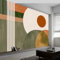 Papier Peint Panoramique Soleil Minimaliste Abstrait, 400 x 280 cm (WxH) Poster Mural, Olive Verte Peinture Murale pour Salon Chambre Chambre d'enfants Restaurant Décoration Murale