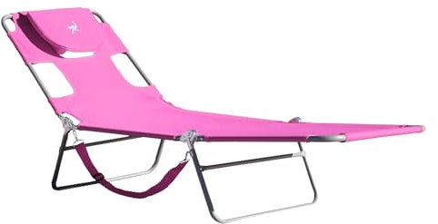 HKDHF Klappbare Sonnenliege Klappbarer Liegestuhl for den Außenpool, Liegestuhl for Erwachsene, Freizeit-Strandstuhl mit Gesichtsloch - Multifunktionale Faltbare Sonnenliege(Pink)