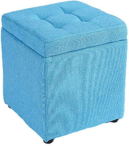 Leinen Gepolsterte Lagerung Ottomane Bank Fußstütze Hocker,Würfel Organizer Box Fußhocker Holz Füße Puff Sitz-f 30x30x35cm Full of Stars