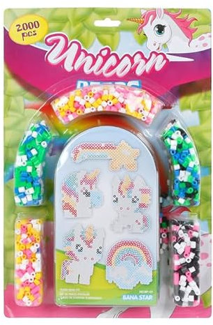 Bügelperlen Set Einhorn mit 4 Einlegeböden, 2000 Stück.