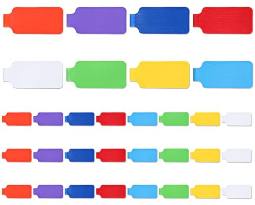 Ymapinc 32 Pcs Cable Labels 0.79 x 3.54 Cord Tags Writable Cable Wraps for Clear Writing Writable Self-Adhesive Hook and Loop Wire Labels for Cable Management (8 Colors)