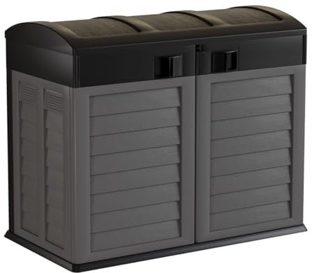 INTEC - Cache Poubelles 2 portes Gris - Tri sélectif Extérieur - Abri Poubelle Design pour Terrasse et Jardin 1500L