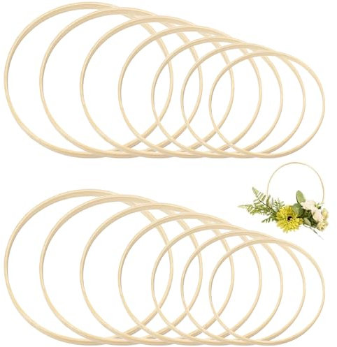 14 Stück (16-22 cm) Ringe aus Bambus, Holzringe, Bambus-Krone, für Hochzeitskranz-Dekoration und Wandkunsthandwerk