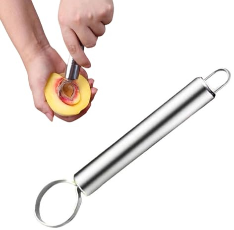 1 Pack Corer Pitter Multipurpose Fruit Core Remover, Silvery | Seed Remover, For Kitchen, Pit Fruit Corer Remover Tool, Peach Pitter Tool
