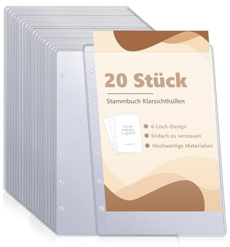 20 Stück 14.4cm * 20.9cm Stammbuchhüllen Standesamtformat 6 Loch Stammbuch Klarsichthüllen Stammbuch Hochzeit Hüllen Für Standesamt Dokumente Aufbewahrung Von Papier Urkunden