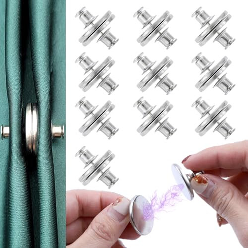 ARTGUTS 10 Paires Aimant pour Rideaux,Aimants Bouton De Rideau,Amovible Argent Pince à Rideaux, pour Chambre, Salon, Salle à Manger, Salle de Bain, Cuisine, Bureau