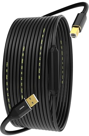 ZVOIYKM USB A to USB B 2.0 Printer Cable 10M(30FT) with Built-in Chip - 480Mbps High-Speed, Long Type B 2.0 Printer Cable for HP, Canon, Brother, Samsung, Dell, Epson, Lexmark, Xerox, and More