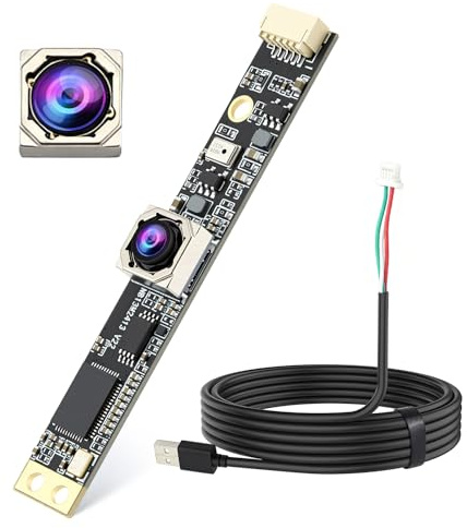 Eirolace 13MP USB Industriekamera mit Autofokus & Mikrofon, 4K UVC Kameramodul mit 110° Weitwinkelobjektiv ohne Verzerrung, Plug & Play für Raspberry Pi, Lightburn & Linux