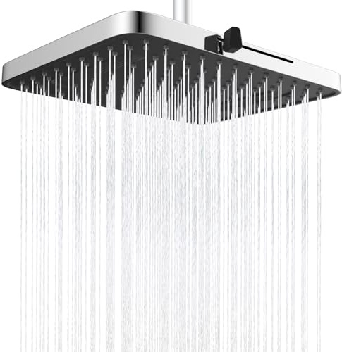 Hibbent Regen-Duschköpfe, 13 Zoll, 5 Sprüher Regenfall-Duschkopf, Chrom | Quadratische Einbau-Duschköpfe, Schwenkbarer Strahlwinkel, üppiges Duscherlebnis, Einfache Installation
