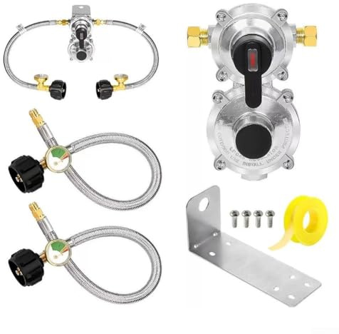 Aprilsunnyzone Régulateur de gaz propane à 2 étapes pour camping-car avec interrupteur automatique entre deux réservoirs pour un fonctionnement continu dans les camping-cars, caravanes, remorques de
