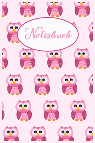 NOTIZBUCH: Süßes Notizbuch | Motiv: Pinke süße Eulen | 110 Seiten, liniert | Format 6x9 DIN A5 | Soft cover matt |