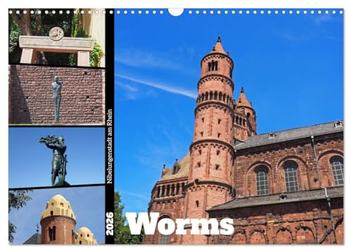 Worms-Nibelungenstadt am Rhein (Wandkalender 2026 DIN A3 quer), CALVENDO Monatskalender: Die Stadt Worms ist geprägt von über 2000 Jahre Geschichte, ... Nibelungensage. (CALVENDO Orte)