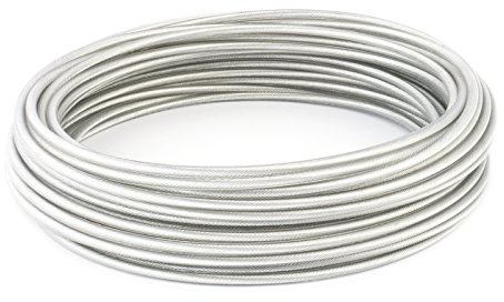 30m DRAHTSEIL in PVC 8/10mm TRANSPARENT verzinkt Stahlseil Seil Draht Stahl