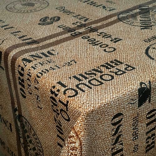 Wachstuch Wachstischdecke Tischdecke Breite und Länge wählbar Kaffeesack Braun Beige 140 x 140 cm Eckig abwaschbar Gartentischdecke