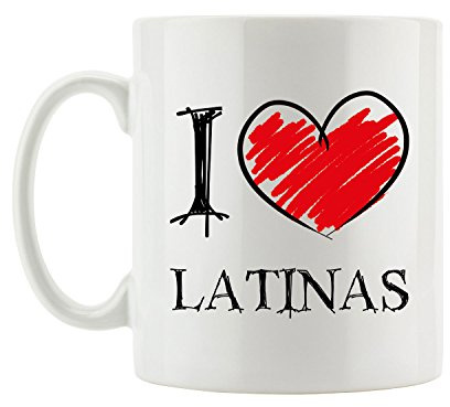Pixxprint I Love Latinas Fun Tasse, ca. 300ml Fassungsvermögen, Keramik Weiß, Spülmaschinenfest